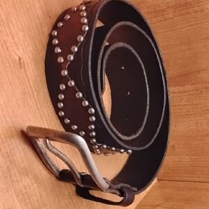Vintage Linea Pelle Studded Leather Belt | Western Boho Rockabilly - Black